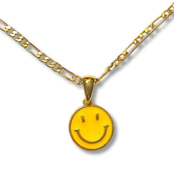 24K Gold Plated Smiley Link Chain - Picture 1 of 3